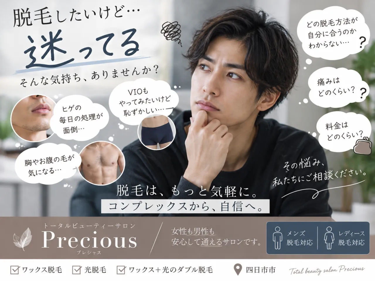 四日市　男性のVIOワックス脱毛　清潔感と快適さを考えた身だしなみ